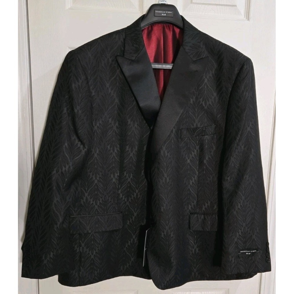 Shaquille O'Neal Suit Coat 56 SHORT Tuxedo Like Lapel Textured Fabric Black NEW